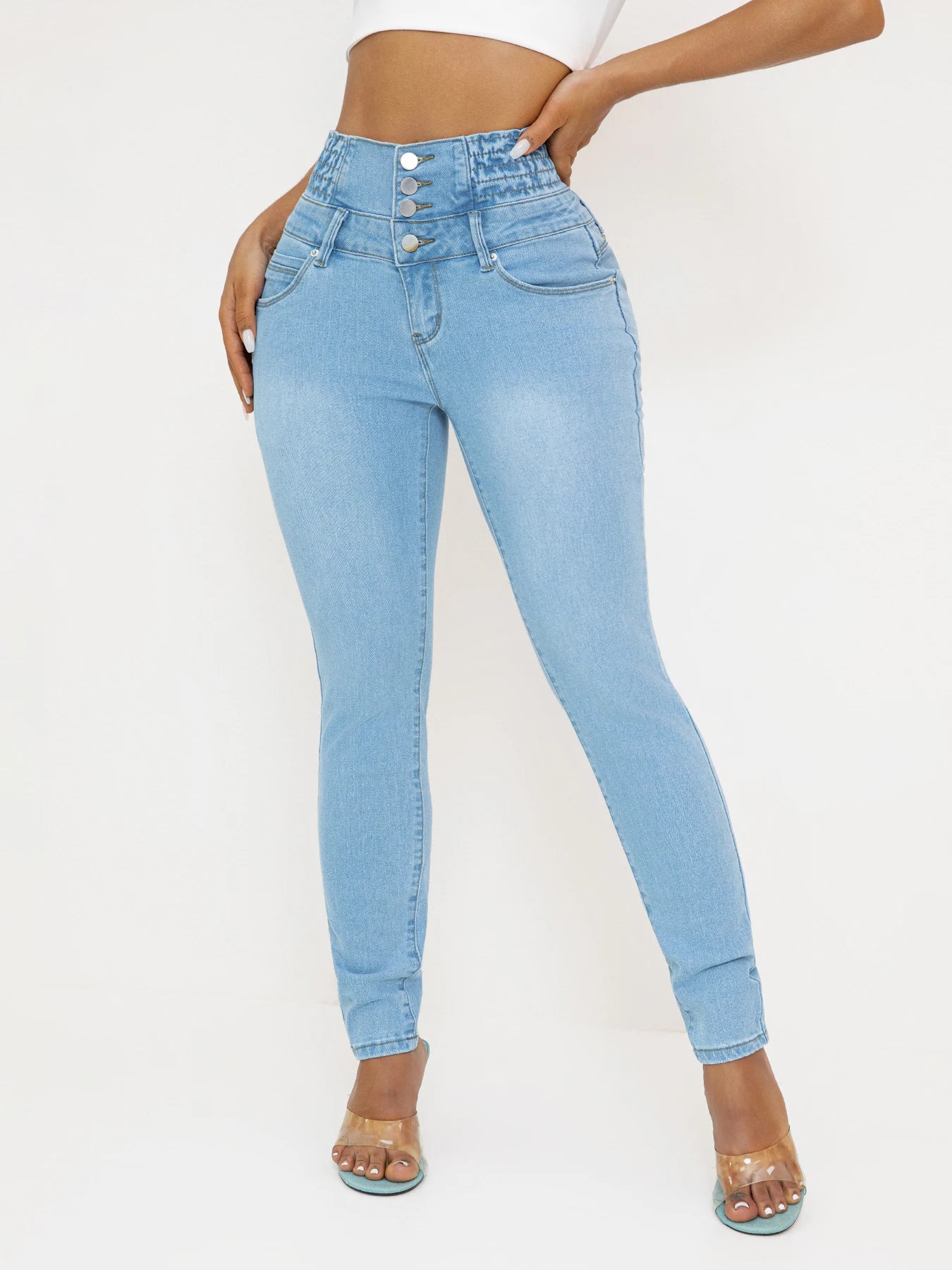 Women's High-Waist Slim Denim Jeans – Butt-Lifting Stretch Fit