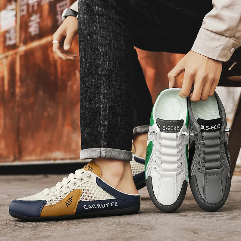 Men's Fashion Soft-Sun Half Slippers Summer Men Trendy Bottom Casual Shoes Soft Sole Support Shoes Sneakers Men's Shoes