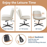 JHK Armless Wide Swivel Chair – Cross-Legged Comfort Seat