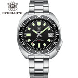 SD1970 Steeldive Brand Sunray Dial Milled Clasp Bracelet 44mm Case 200M Waterproof NH35 Turtle Men Dive Watch with Ceramic Bezel
