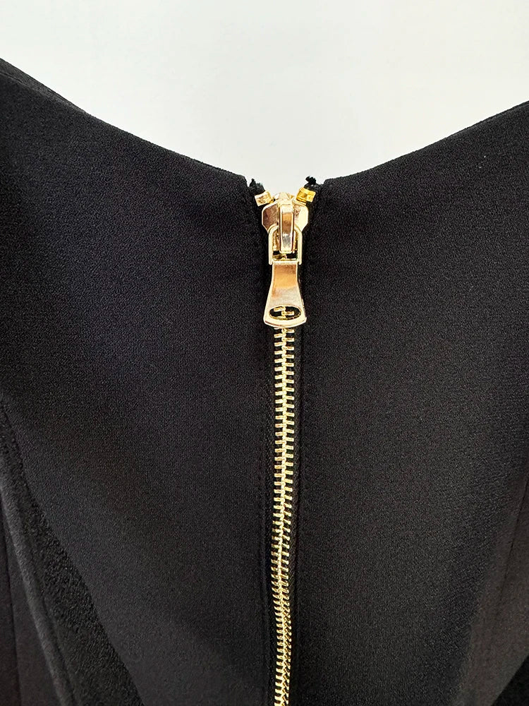 Rose Metal Button Halter Mini Skirt | Elegant High Street