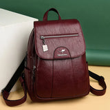 Women's Leather Backpack with Organizer Pockets