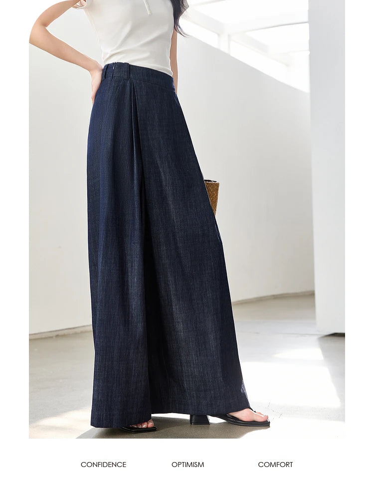 Vimly High-Waist Baggy Wide-Leg Denim Jeans for Women