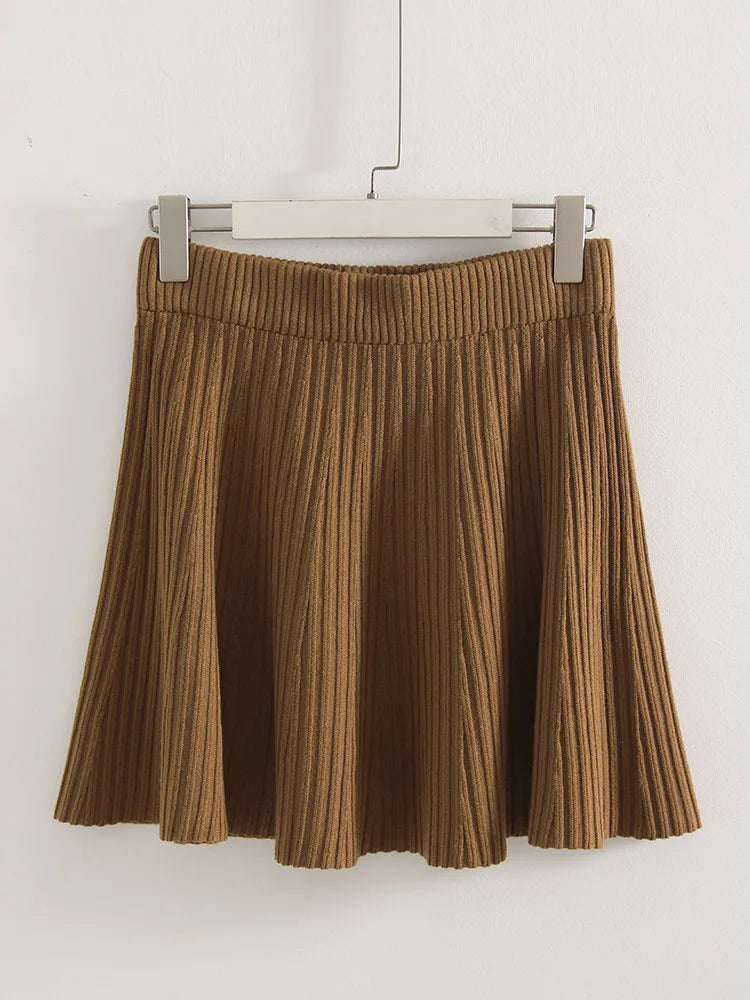 Elegant Knit Pleated Mini Skirt for Women