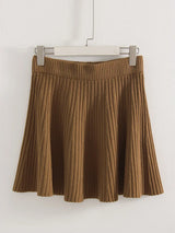 Elegant Knit Pleated Mini Skirt for Women