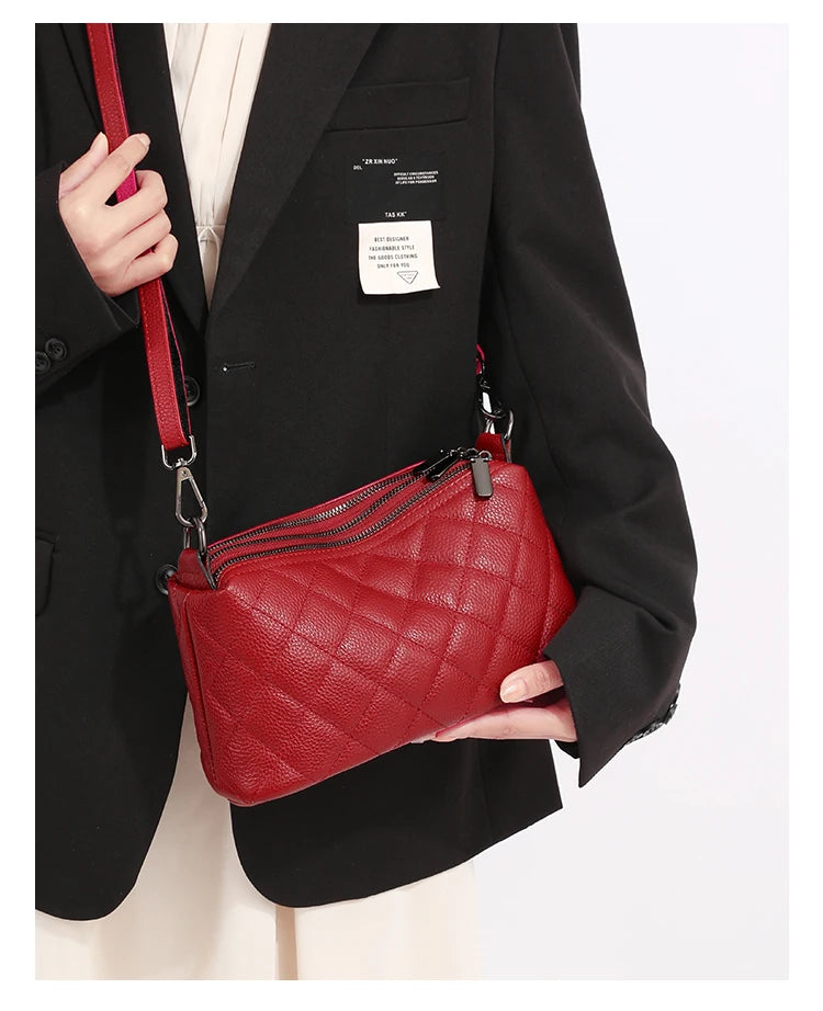 Designer 3 Layers Women's Handbag Cow Leather Female Tote Sac Luxury Soft Solid Genuine Leather Shoulder Crossbody Bag For Women