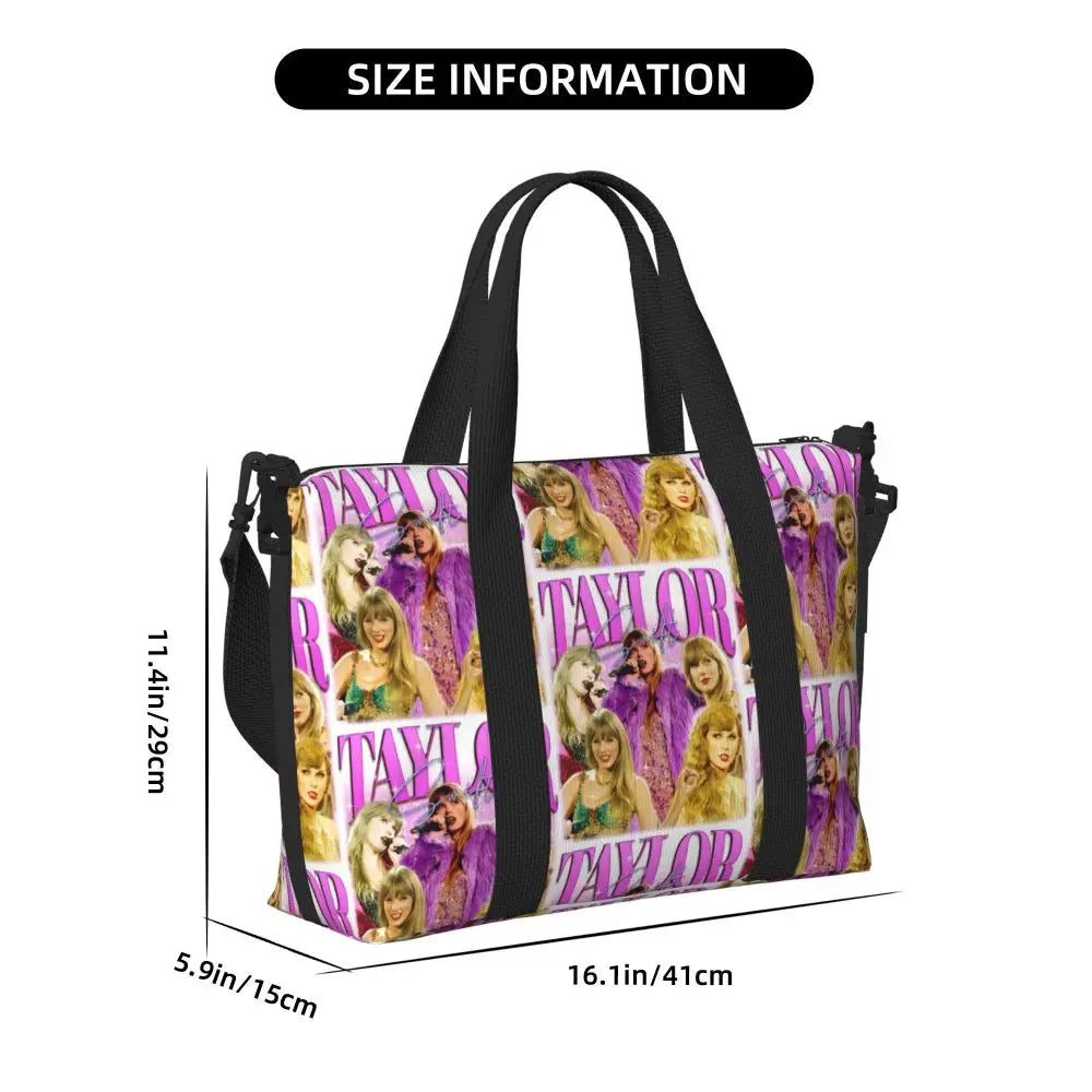 Custom The Eras Tour 1989 Taylor's Swift's American Pop Singer Tote Bag Women Large Capacity Beach Gym Travel Bags