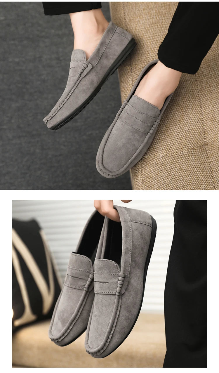 2026 Casual Men's Shoes Versatile Comfortable Work Shoes Driving Loafers Black, Grey, Khaki Three-Colour