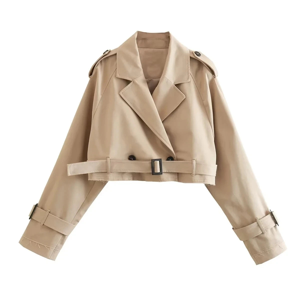 Belted Cropped Trench Jacket