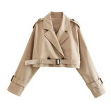 Belted Cropped Trench Jacket
