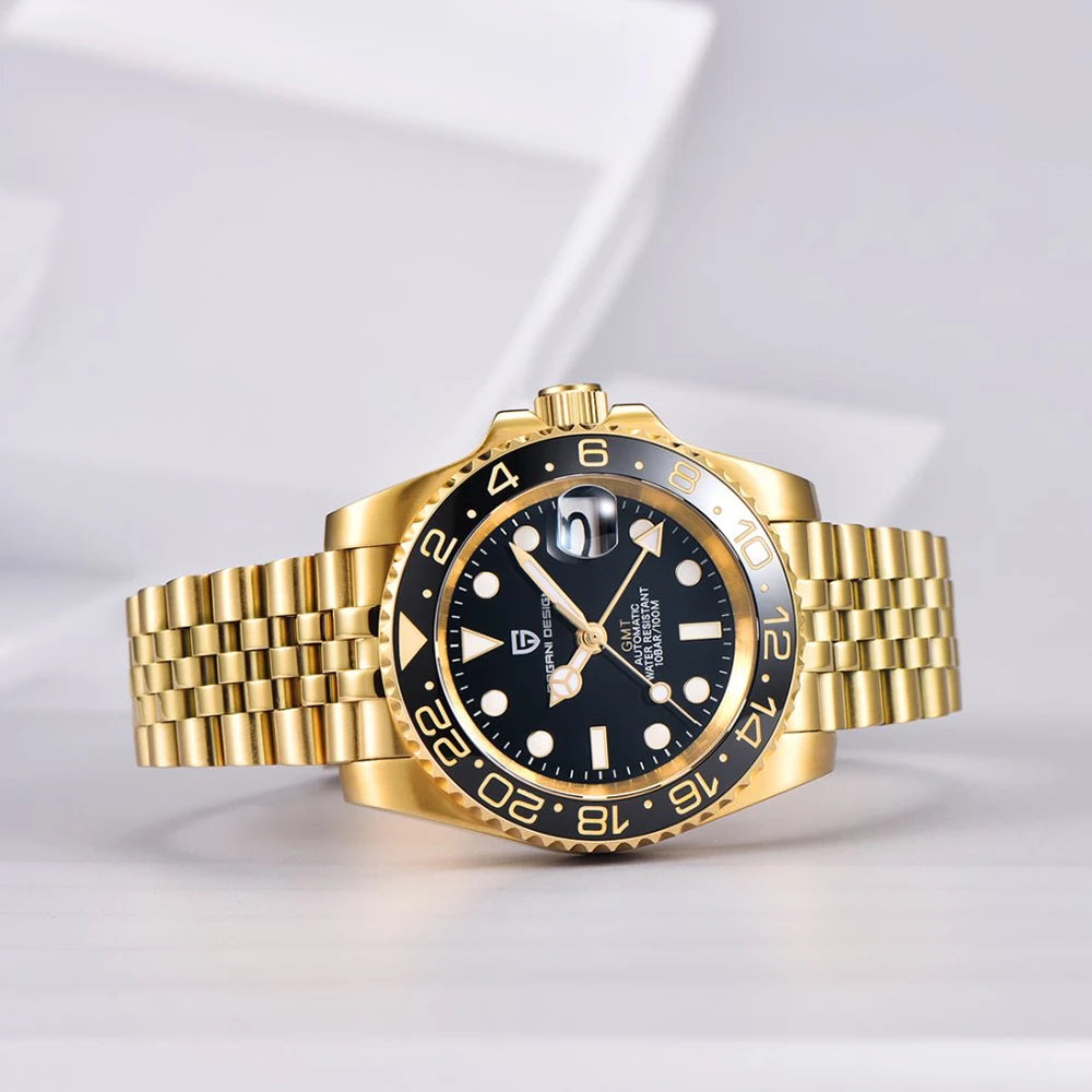 PAGANI DESIGN 40mm Automatic GMT Wristwatch Stainless Steel Waterproof Men Watch Top Brand Mechanical sports Watches Men PD-1662