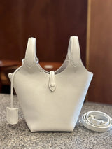 FIRMRANCH European And American Trend Cute Hand-Held Basket Ladies' Bucket Single Shoulder Cross-Body Bag Genuine Leather Purse