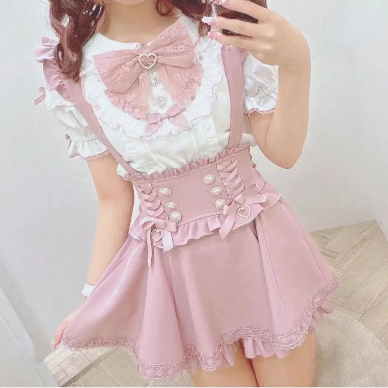 Kawaii Lolita Suspender Skirt Set – Sweet A-Line Mini