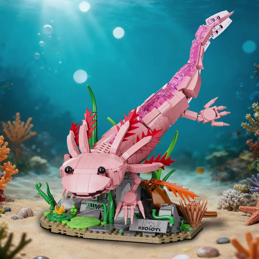 998PCS Creative Aquatic Amphibian Axolotl Model Building Blocks Construction Bricks Toy Gift For Adult