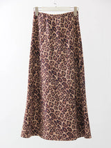 Leopard Print Suede Maxi Skirt – Women's Autumn Winter