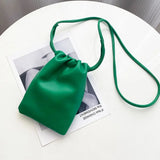 Portable Pu Leather Women Handbags Solid Flap Large Capacity Crossbody Bags Candy Color Mini Bucket Bag