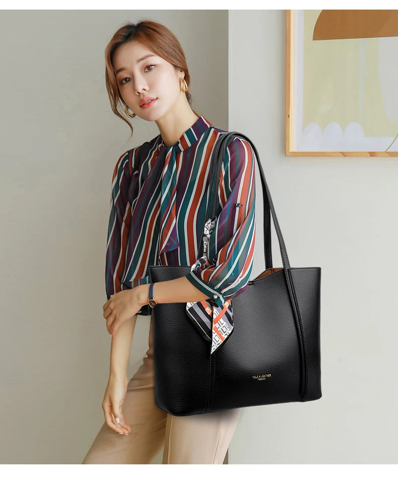 Genuine Brand Women Tote Bag High Quality Soft Leather Large Ladies Shoulder Crossbody Bag Luxury Female Shopping Handbag A Main
