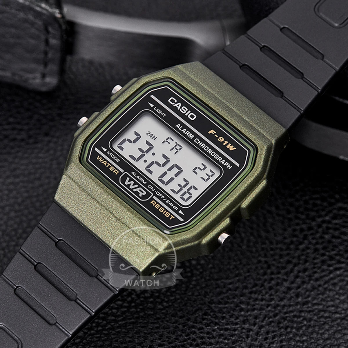 Casio F-91WM-3A Men's Classic Digital Resin Watch - Olive Green/Black