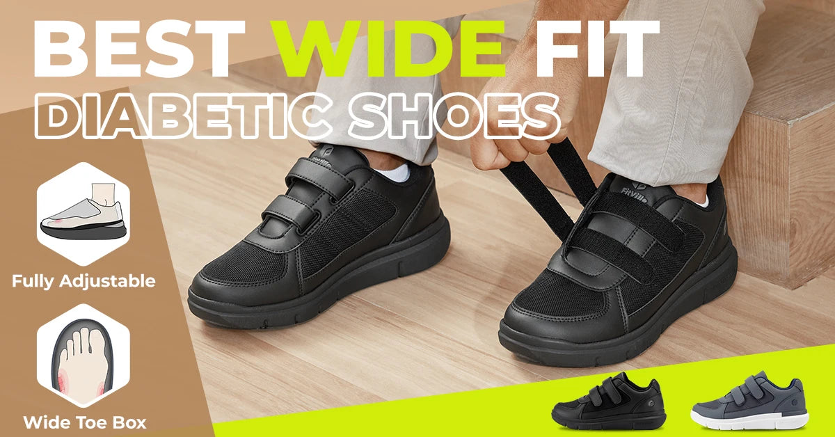FitVille Diabetic Shoes for Men Extra Wide Width Elder Mens Diabetic Shoes for Neuropathy Swollen Feet Shoes Pain Relief
