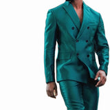 Shiny Double-Breasted Men's Suit Set – Jacket & Pants