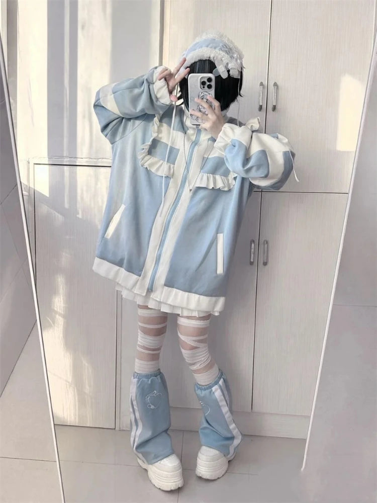 Women's Y2K Ruffle Zip-Up Jacket