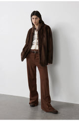Women's Short Faux Fur Coat with Stand Collar