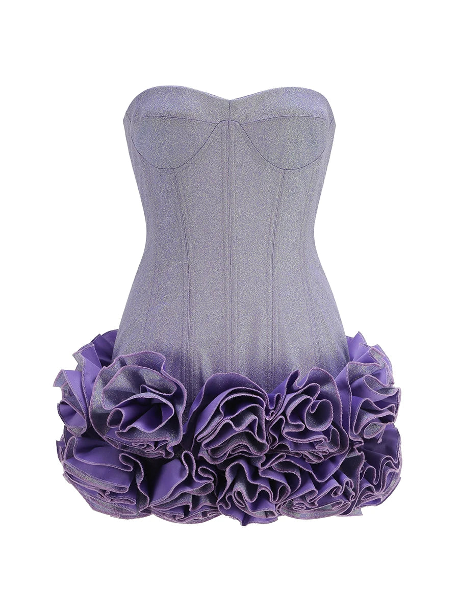 Structured Floral Mini Party Dress