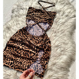 Elegant Leopard Print Strapless Mini Dress