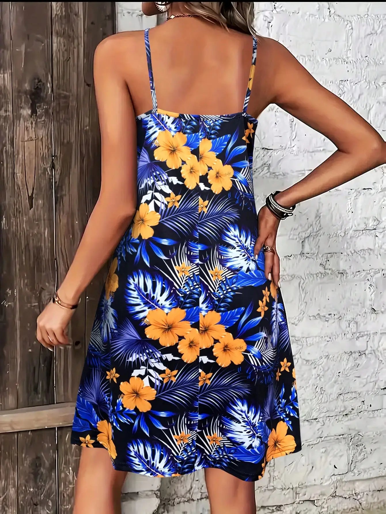 Tropical Print V-Neck Summer Maxi Dress