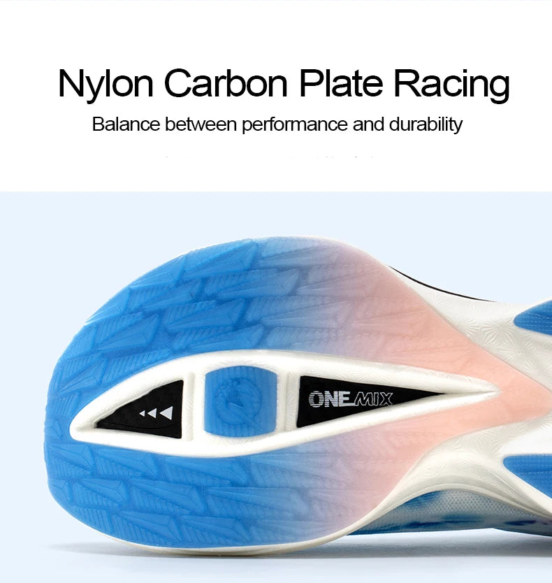 ONEMIX Nylon Carbon Plate Racing Running Training Shoes Men Full-length Shock Absorption Sports Carbon Plate Walking Sneakers