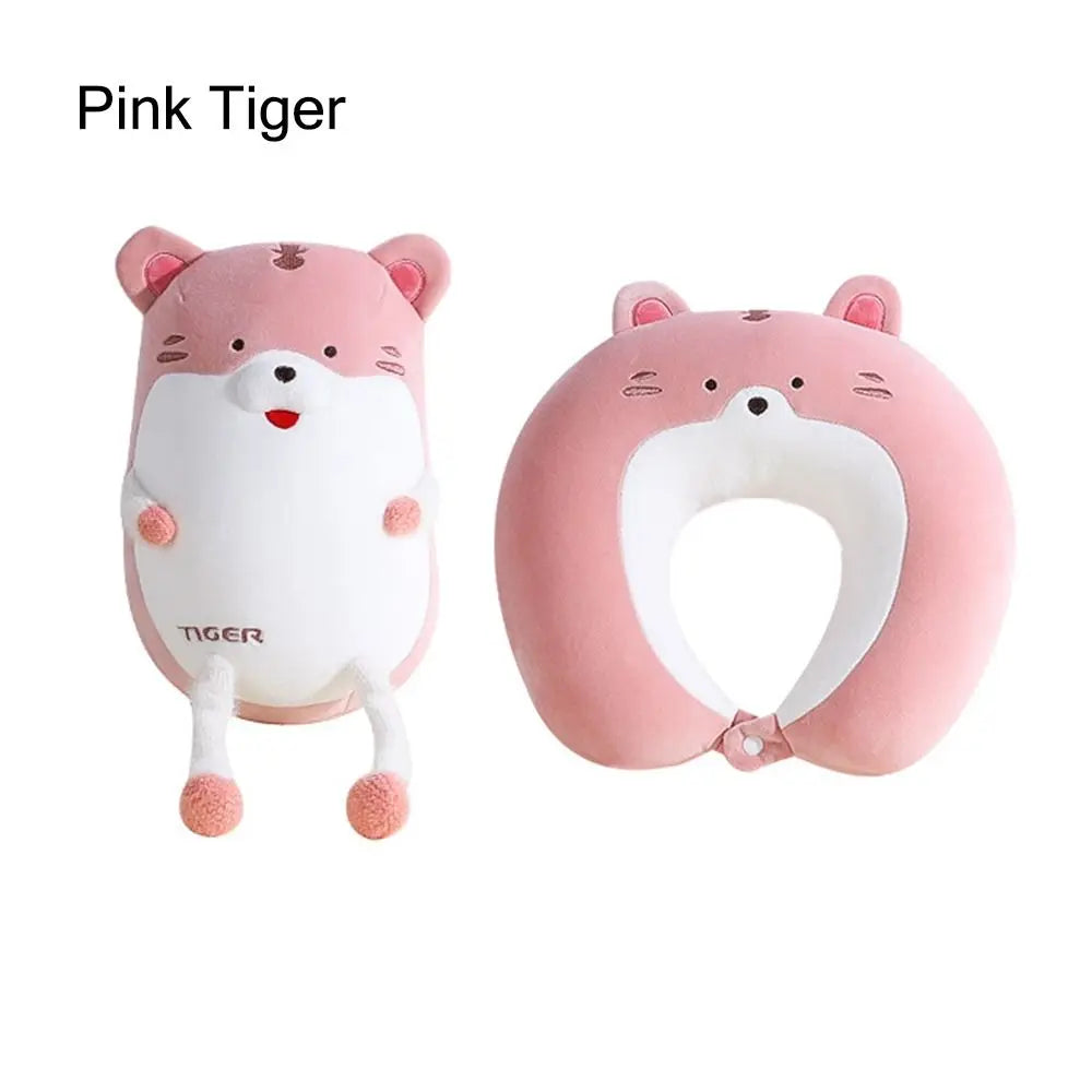 2-in-1 Cartoon Animal Travel Neck Pillow | U-Shape