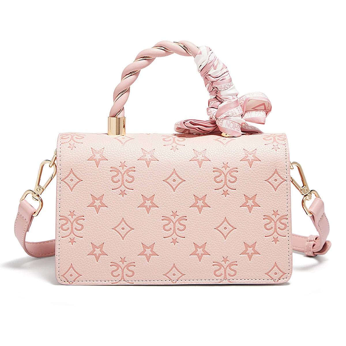 FOXER Brand PVC Leather Pink Handbag Women's Shoulder Bag Chic Small Square Bag Fashion Female Crossbody Bag Ligth Luxury