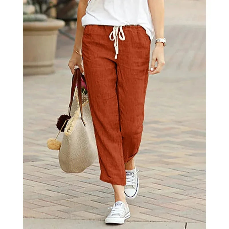 Women's Cotton Drawstring Ankle Pants