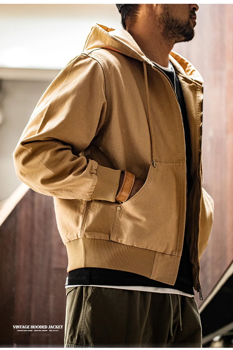 Maden J130 Heavyweight Canvas Hooded Jacket for Men