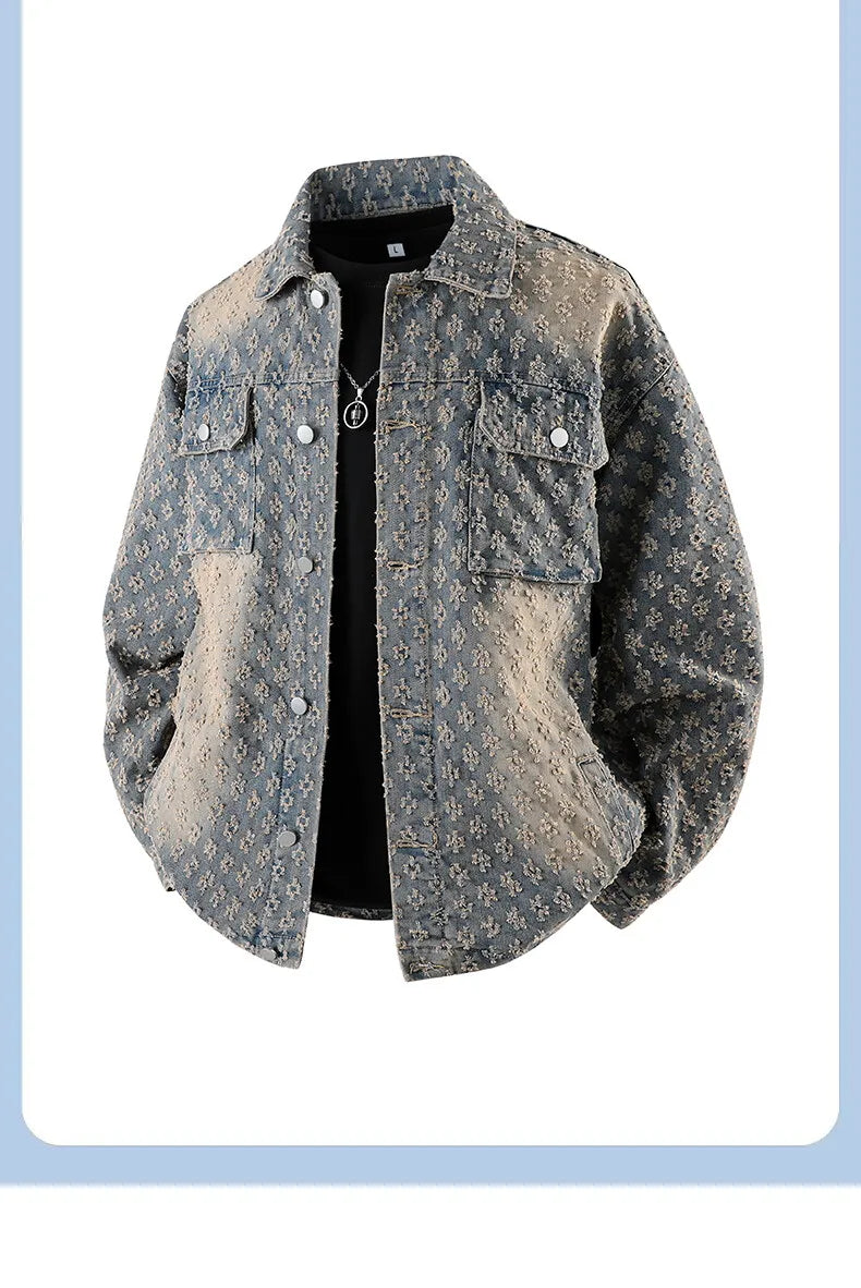 Autumn New Men's Denim Jacket Korean Stylish Luxury Clothing Handsome Casual American Streetwear Couple's Outerwear Denim Coats