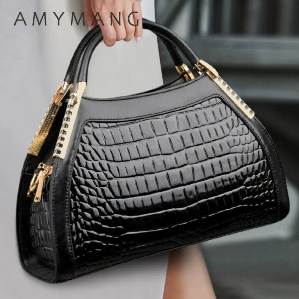 Alligator Patent Leather Shoulder Crossbody Hand Bags for Women Brand Luxury Handbags Women Bags Designer Hobos Two Layers Sac