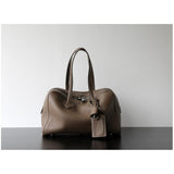 Premium First Layer Cowhide Boston Genuine Leather Women's Bag Simple Large Capacity Bowling Armpit Bag Portable Messenger Bag