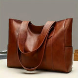 Vintage Vegan Leather Large Capacity Tote