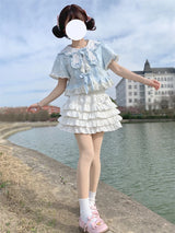 Kawaii Bow Mini Skirt – Ruffle Tiered A-Line