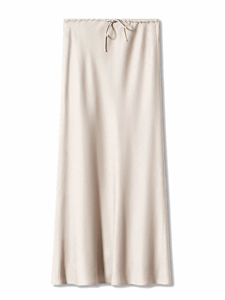 Women's Satin Maxi Skirt – Elegant Ankle-Length