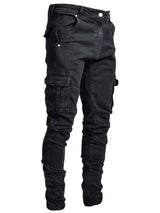 Men's Slim Fit Elastic Denim Cargo Joggers