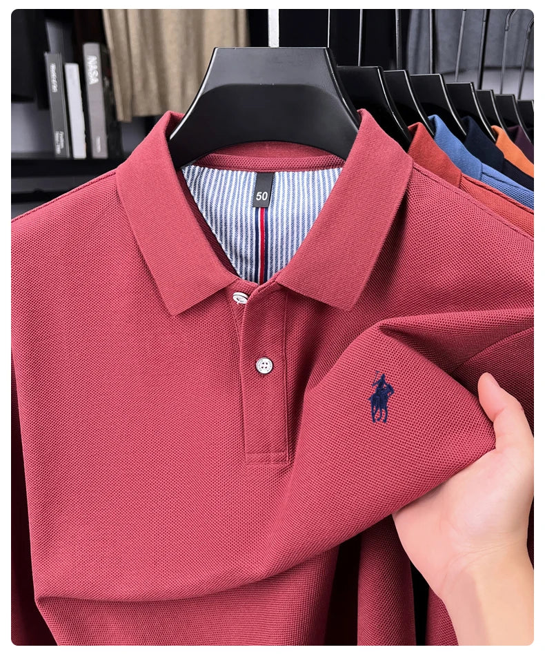 Premium Cotton Embroidered Long Sleeve Polo Shirt