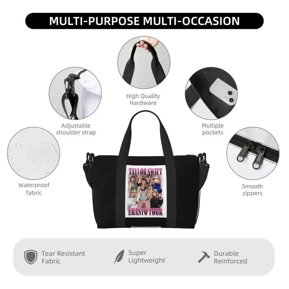 Custom The Eras Tour 1989 Taylor's Swift's American Pop Singer Tote Bag Women Large Capacity Beach Gym Travel Bags