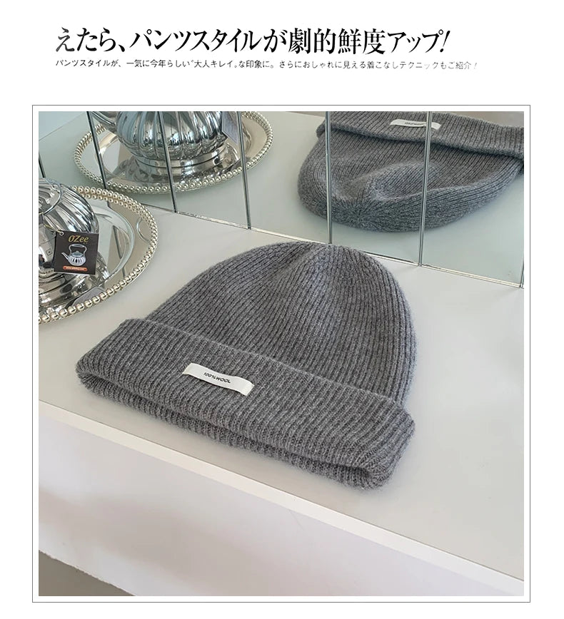 WinvyNee 100% Wool Knitted Beanie Hat – Women & Men