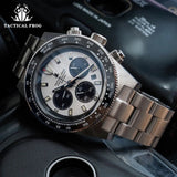 Tactical Frog 41mm Men's Chronograph Watch VS75 Solar Quartz Movement Waterproof Sapphire Green C3 Luminous Quartz Wristwatch