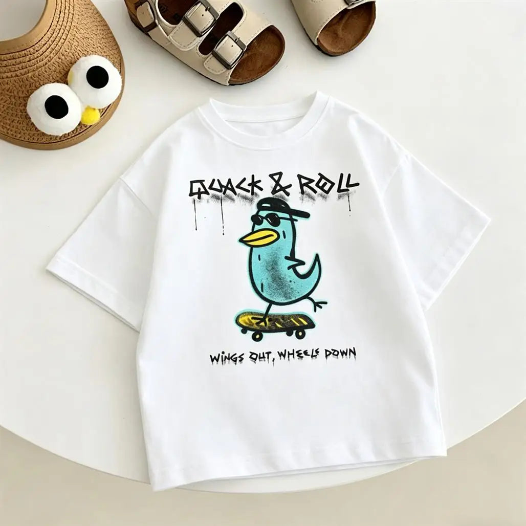 Summer Clothes Cartoon Printed Tops 1-7Years Old Child Round Neck Base Shirt Pure Cotton Clothing Kids Lovely Fashion T Shirt