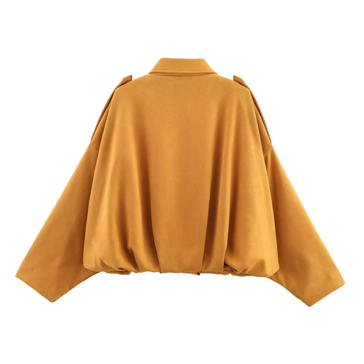 YENKYE New 2025 Women Suede Textured Bomber Jacket Long Sleeve Lapel Collar Loose Coats Casual Female Outerwear Chic Tops