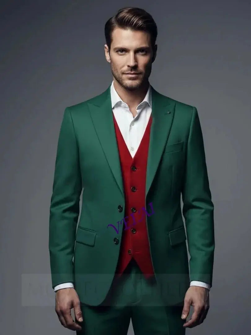 CustomizedGold Collar Ivory Men Suit Wedding Party Formal Groom Groomsman Prom Business Male Tuxedos 3 Piece Set Jacket Vest Pan