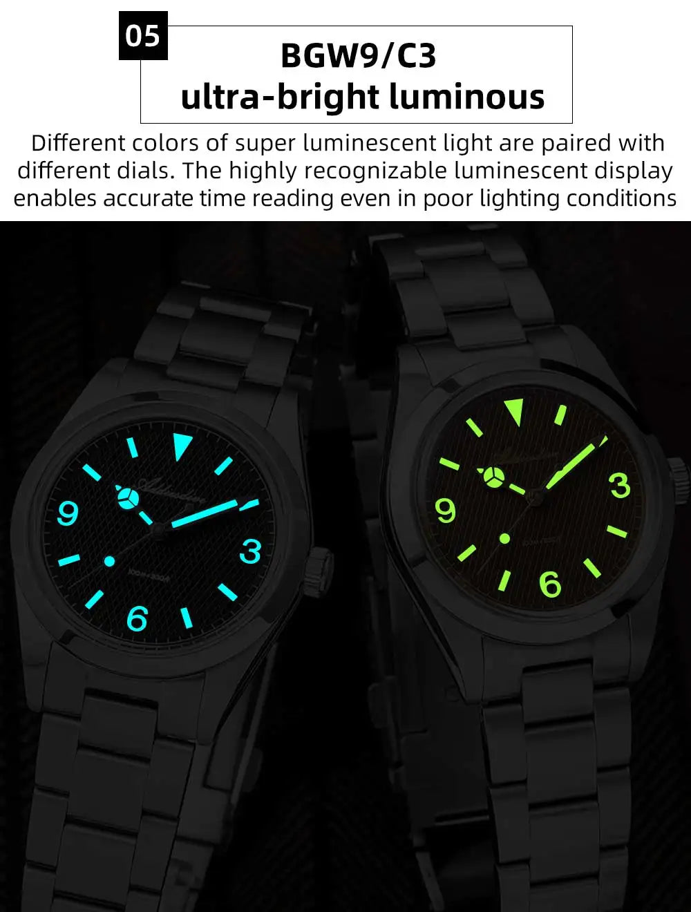 ADDIESDIVE 36mm Men Watch Luxury 200m Waterproof Super Luminous Bubble Glass Stainless Steel Wrist Watch Quartz Watches For Men