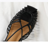 Women's Narrow Band Roman Flat Sandals — Buckle Strap Gladiator Beach Shoes
